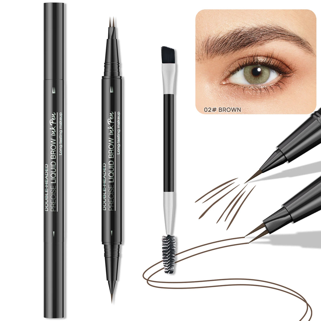 Curved Eyebrow Pen - Eyebrow Pencil, Brow Pencil 2-in-1 Dual-Ended Microblading Eyebrow Pen Qme 9708-2