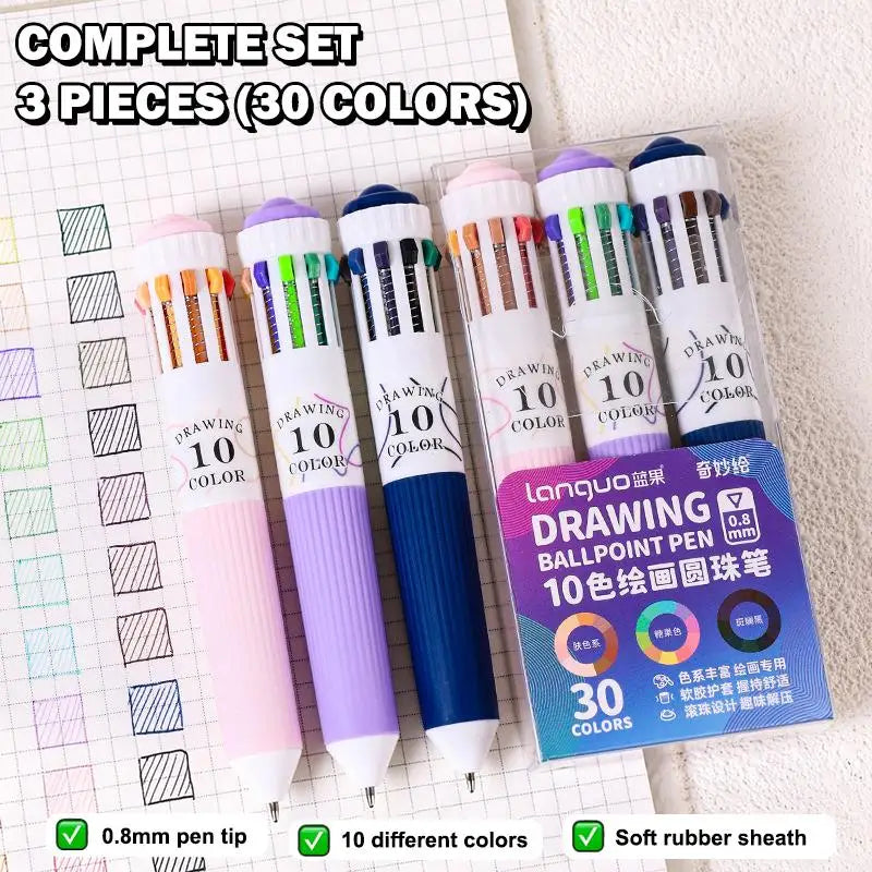 Retractable Multicolor 1 Ballpoint Pen Tip 3 6 Art Student Drawing Qme M