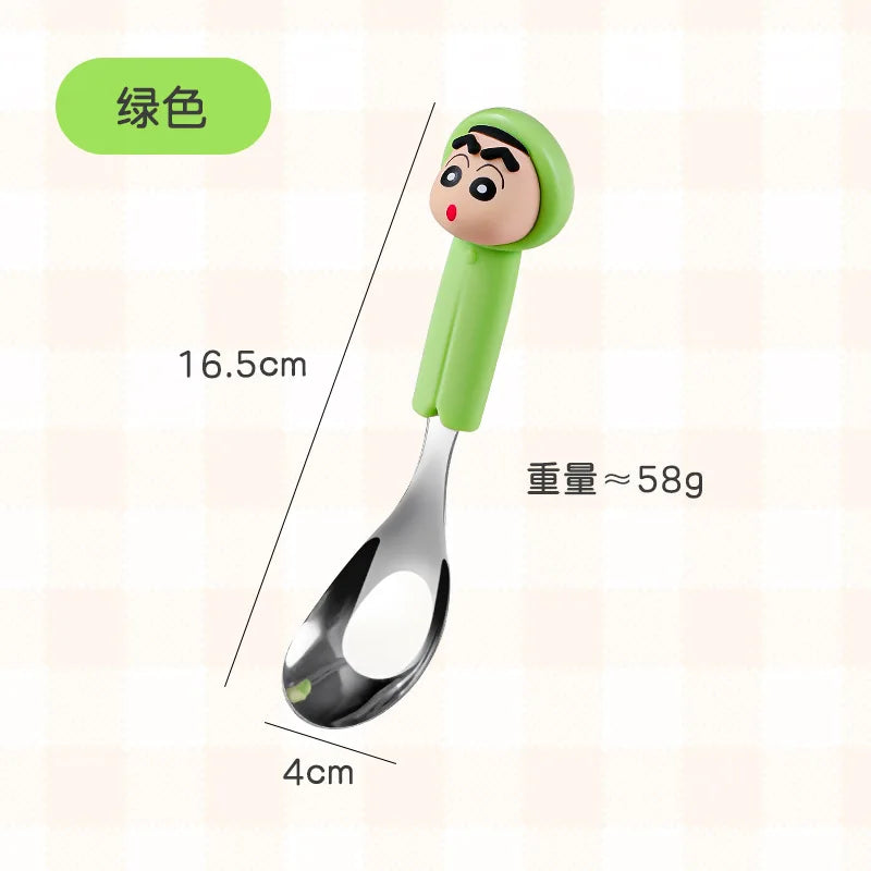 Crayon Shin-chan 304 Stainless Steel Raincoat-Shaped Spoon Cartoon-Themed Eating Spoon Baby Food Spoon Qme 3