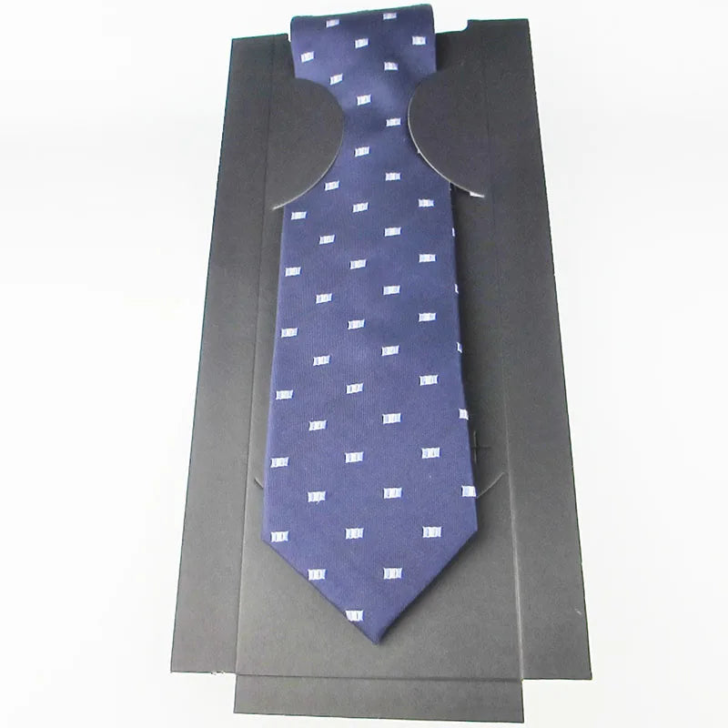 Men's Fashion Silk Tie Box Soft Novelty Necktie Navy Black Men Dot Qme color3
