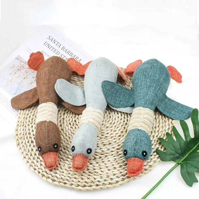 Dog Chew Toys Pet Wild Goose Stuffed Plush Puppy Squeaky Dog Toy Small And Medium Dogs Pet Grinding Toys Sound Geese Gnawing Toy Qme