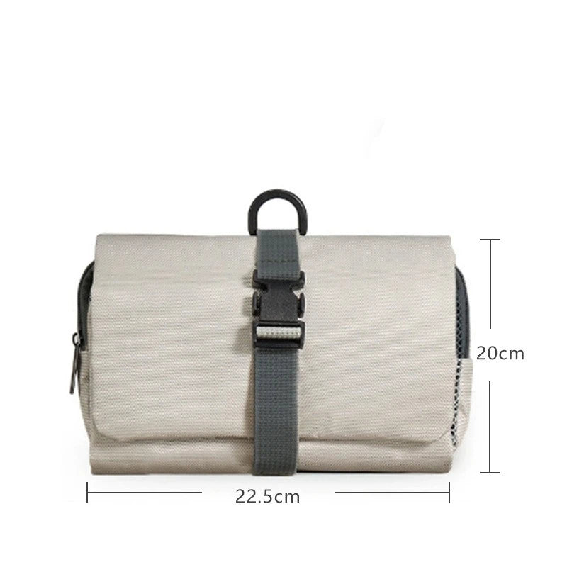Large Capacity Japanese Folding Toiletry Bag Hook Travel Toiletries Qme Beige L