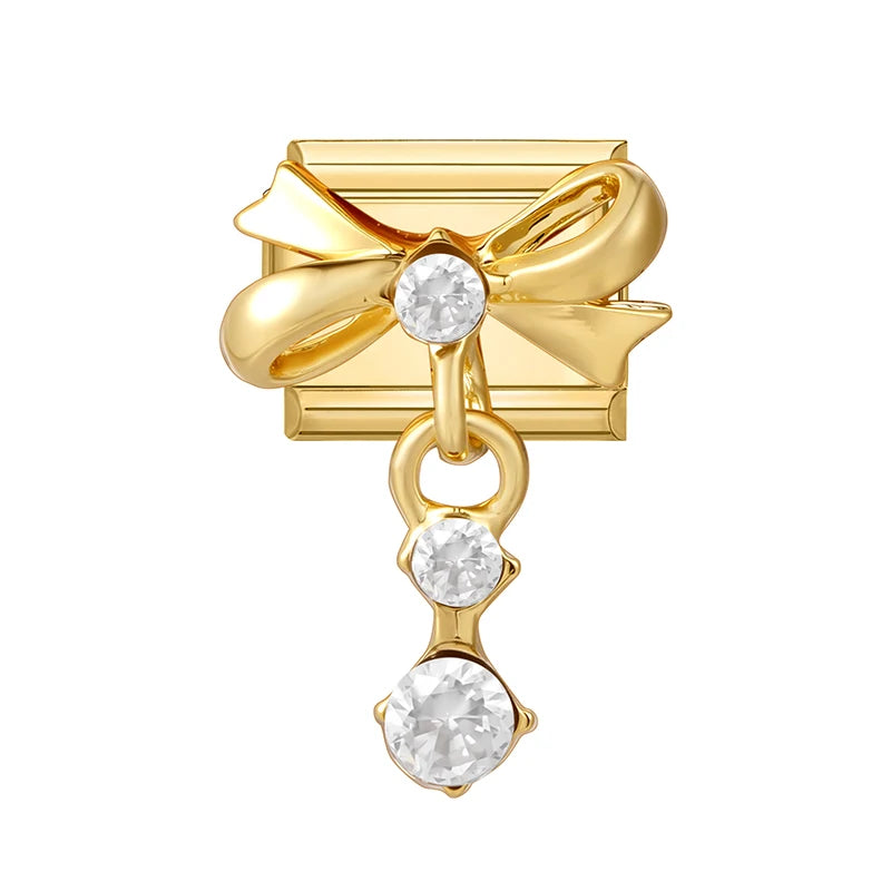 2026 Exquisite Bowknot Micro Inlaid Colored Zircon Pearl Italian