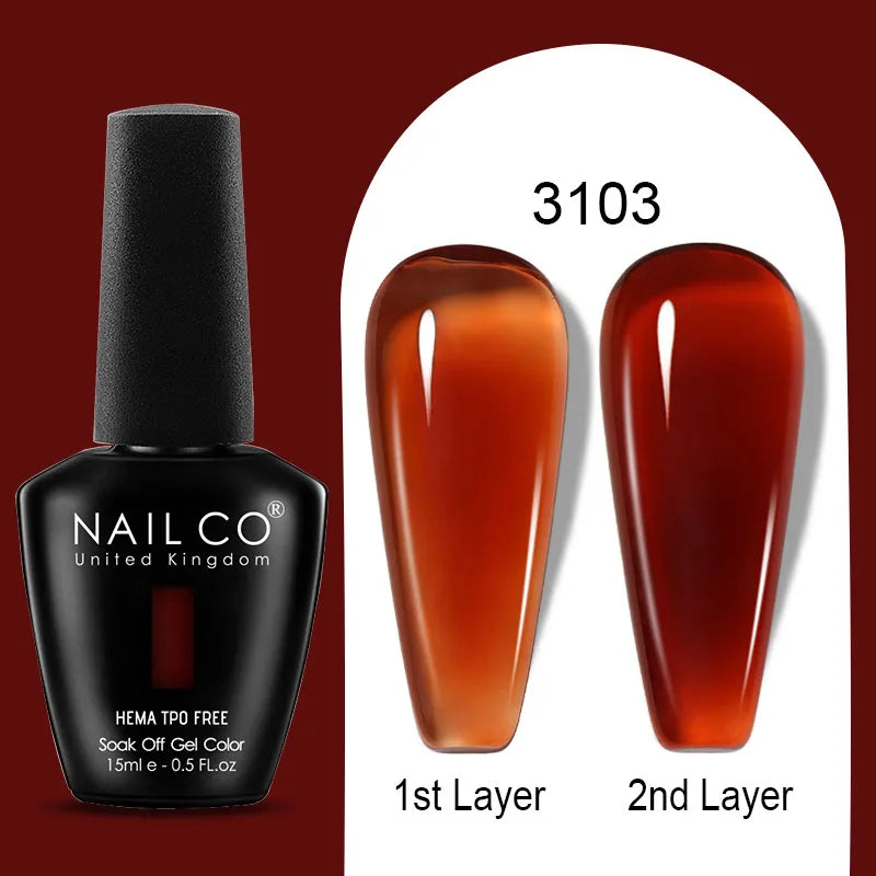 Nailco Jelly Gel Nail Polish Transparent Varnishes 44 Colors Red Pink Qme
