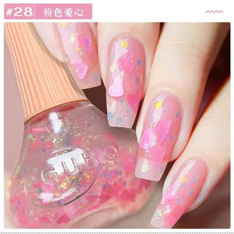 45 Colors Nail Polish Oil-based Nails Polish No-bake Quick Dry Non-tear Small Glitter Nail Gel Transparent Red Nail Art Qme 28