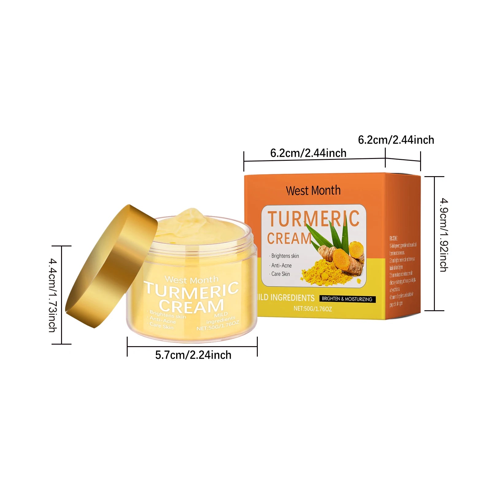 Turmeric Brightening Skincare Set Exfoliating Serum Moisturizing Cream For Dull & Acne-Prone Skin Brighten Even Tone Vegan Kit Qme Cream