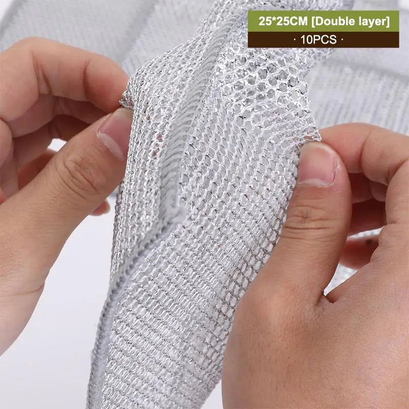 10Pcs Dishwashing Cloth Kitchen Rainbow Cloth Absorbent But Not Shedding Hair Table Cleaning Towel Household Thick Scouring Pad Qme A4