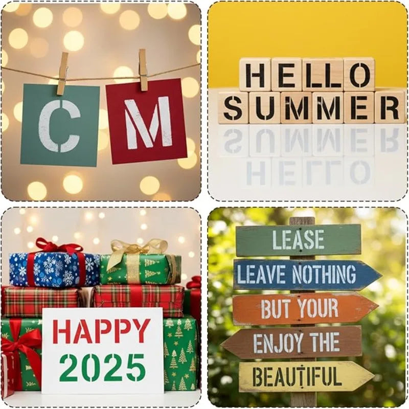 DIY Craft Alphabet Stencil Reusable Embossing Template Numbers Qme