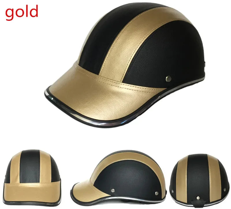 ESCAM Safety Helmet Motorcycle Helmet Half Helmet Summer Electric Car Men Women Personality Baseball Helmet Protection Qme gold