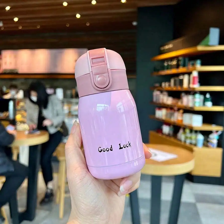 200 Lucky Mini Vacuum Cup Stainless Steel Bottle Cold Beverages Qme Pink 200ml 201-300ml
