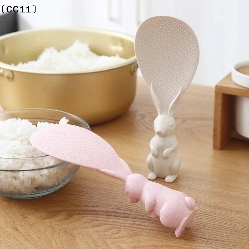 Straw Rabbit Spoon Can Stand Up Rice Spatula Cooker Creative Qme