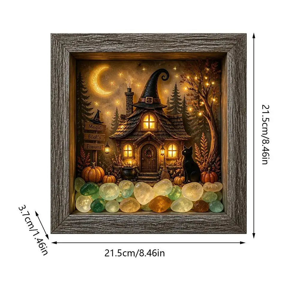 Sea Glass Framed Artwork Country LED Memory Box Crafts 21 5x21 5x3 Qme as showing D China Mainland
