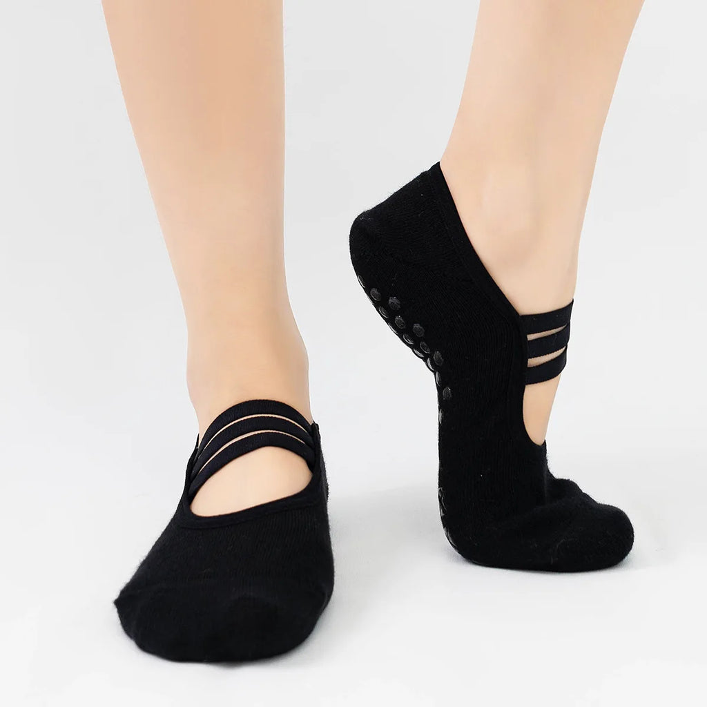 Button Silicone Non-slip Yoga Socks for Female Floor Pilates Socks Backless Breathable Cotton Indoor Fitness Dance Sports Socks Qme
