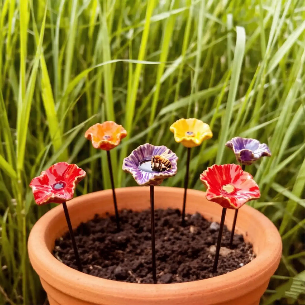 Bee Watering Station 4 Pieces Flower Bee Bath Pollinator Water Bowl For Gardeners Homeowners Animal Lovers Patio Lawn Backyard Qme