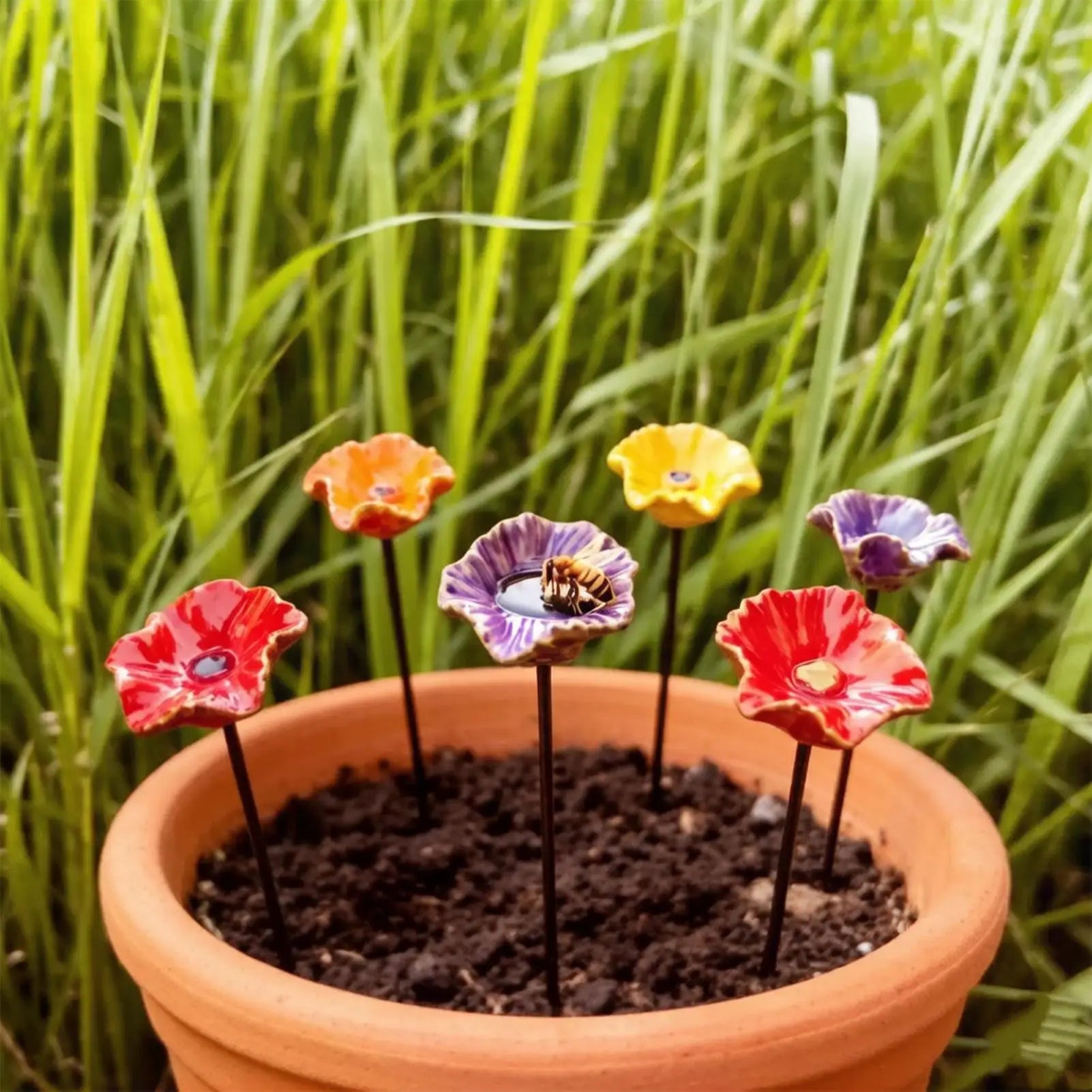 Bee Watering Station 4 Pieces Flower Bee Bath Pollinator Water Bowl For Gardeners Homeowners Animal Lovers Patio Lawn Backyard Qme