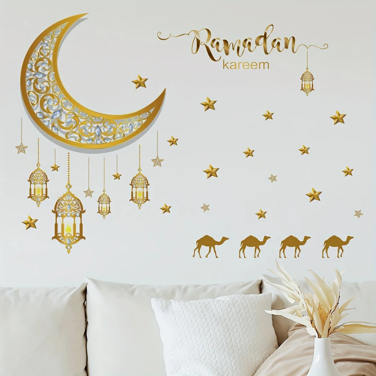Living Room Bedroom Crescent Star Lamp Background Decoration Wall Qme Gold