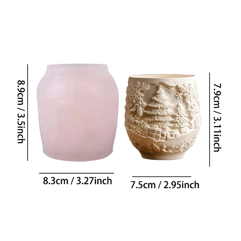 Christmas Silicone Mold, Suitable For Making Flower Pots, Candles, Storage Boxes - Non-sticky Soft Reusable DIY Mold Qme