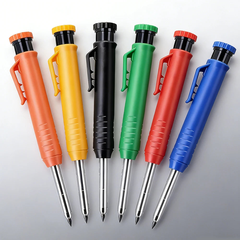 6Pcs Mechanical Pencils Drawing Woodworking Marking Pen,2.8mm Long Head Carpenter Pencil, Applicable Construction Works Qme