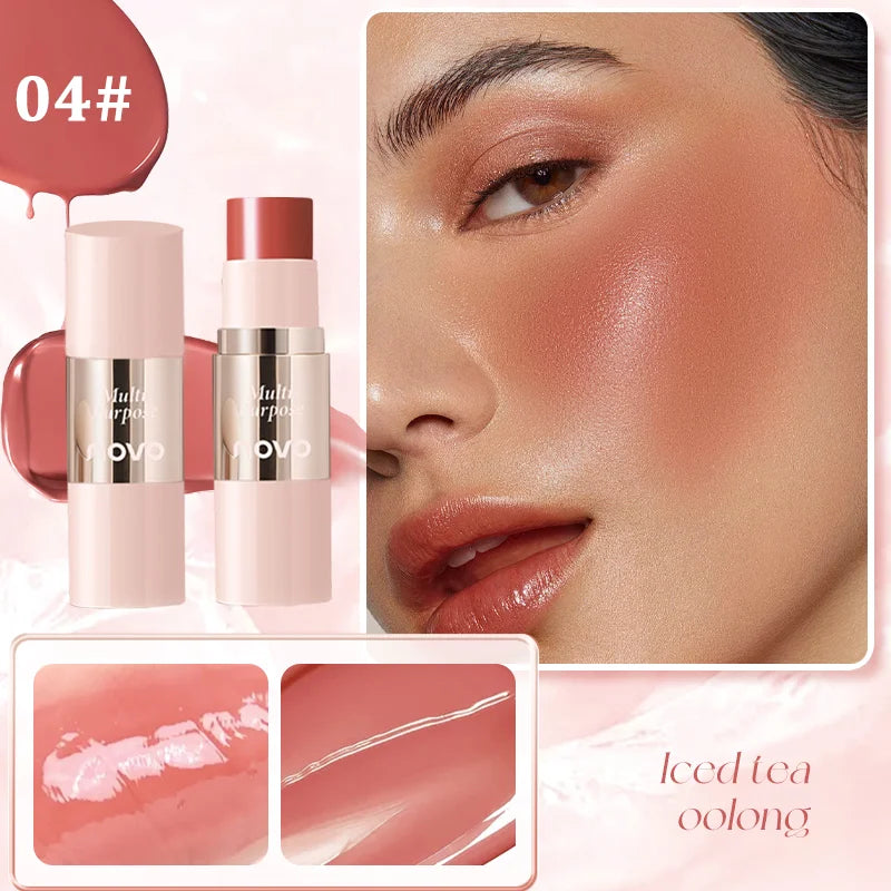 Multi-Use Cream Blush Stick For Eyes, Lips & Cheek, Nourishes & Moisturizes, Long-Wearing Blendable, Waterproof, Smooth Texture Qme 04