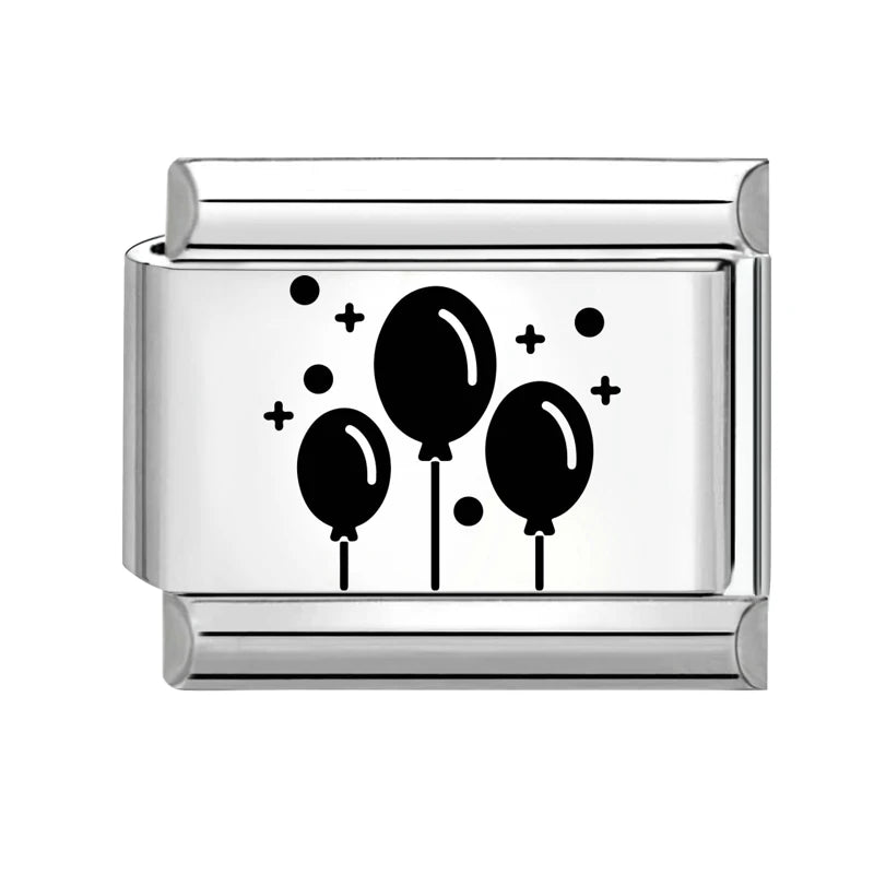 Trendy New Fashion English Words Happy Birthday Big Cake Charm Italian Links Fit 9mm Stainless Steel Bracelet DIY Making Jewelry Qme Style 15