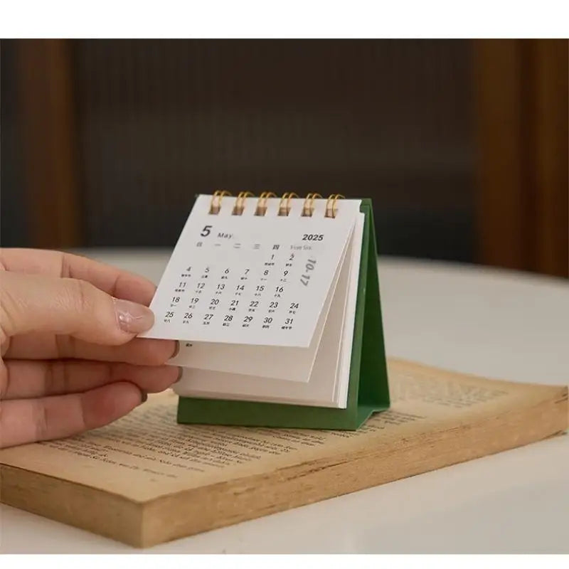 Mini Desk Calendar 2026 Small Standing Flip Weekly Creative Coil Qme