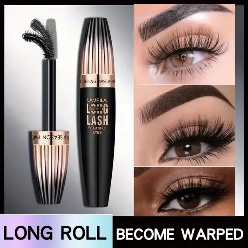 Waterproof 4D Mascara Thick Long Smudge-proof Plump Encrypted Long-lasting Curling Large Eye Makeup Makeup Tools Qme