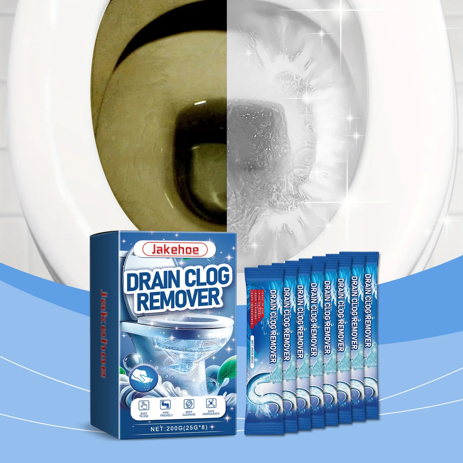 Drain cleaner; toilet sink kitchen bathroom drain pipe clog stain deodorization quick unclogging cleaning decontamination Qme