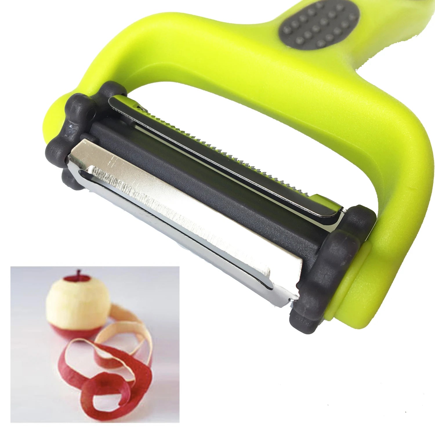 3 in 1 Vegetable Peeler Easy Grip with Rotating Serrated Straight and Julienne Stainless Steel Fruit Slicer Peeling Plane Qme