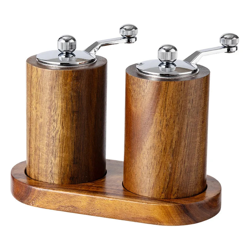Wooden Manual Salt Pepper Grinder Hand Crank Spice Mill Refillable Qme