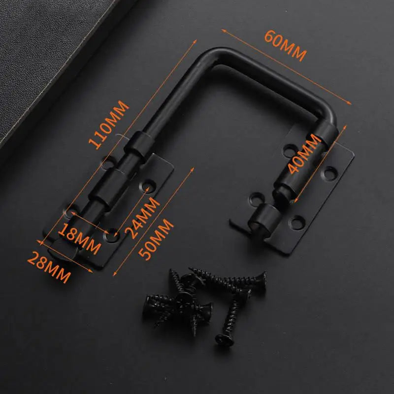 Stainless Steel 90 180 Door Latch Punch-free Buckle Anti-theft Spring Qme Black
