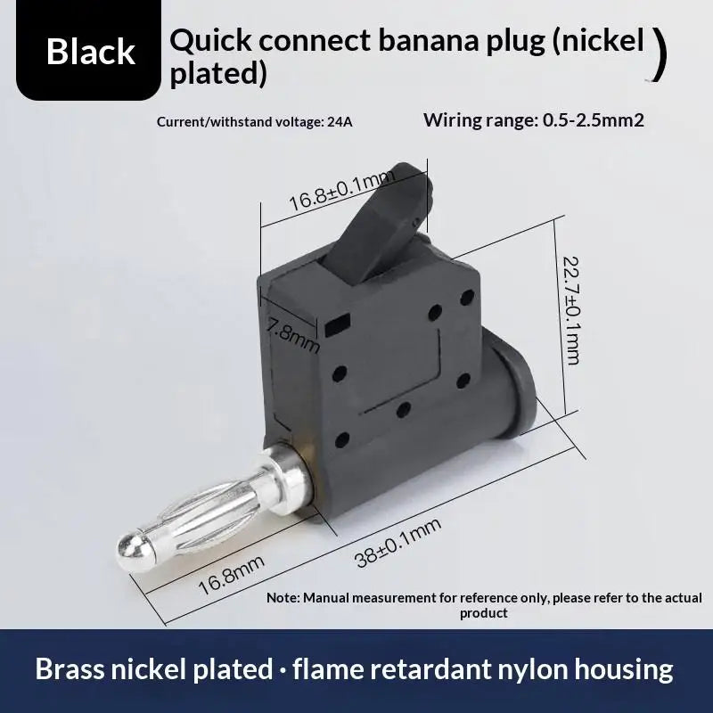 1 24A Current Quick Wire Connector Solderless Banana Plug Audio Qme Black 1PCS