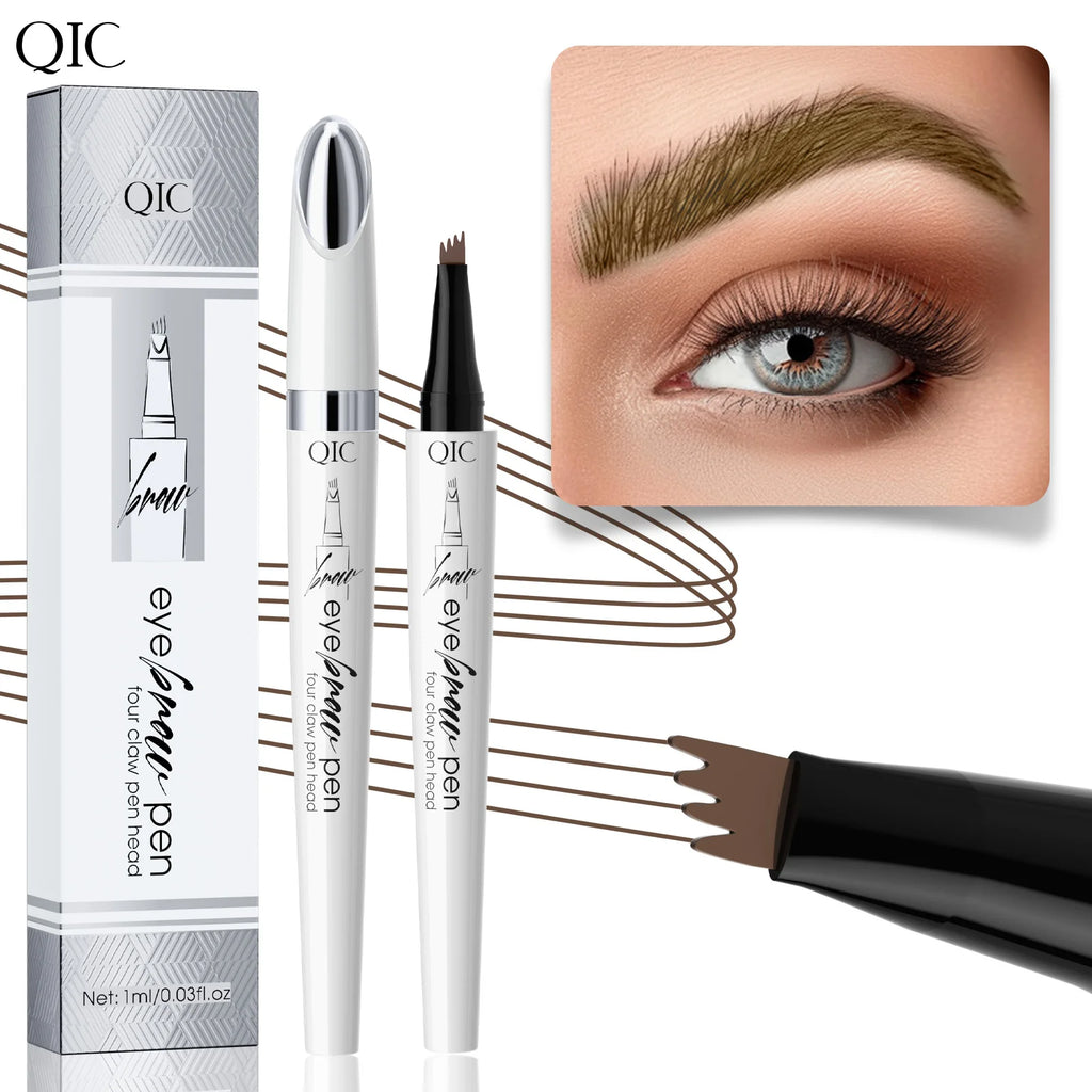 Four-pronged 4-tip liquid microblading brow pen, long-lasting, anti-smudge, waterproof sweatproof non-fading Qme