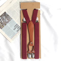 Vintage Suspenders Men Women Adult Button End Y Back Adjustable Qme Burgundy