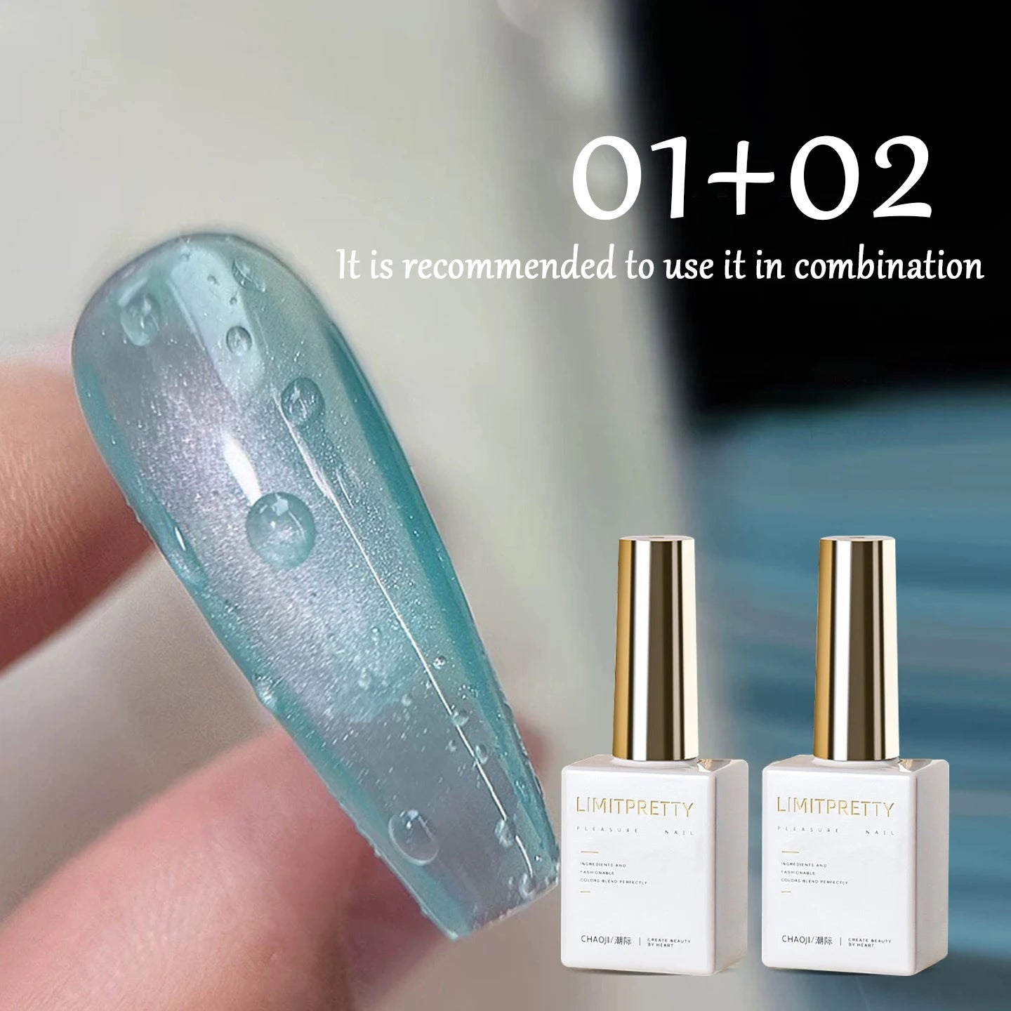 Water Drop Nail Gel Set, 3D Crystal Bubbling Gel & No Wipe Top Coat, DIY Dew Drop Effect for Glossy Glass Nails, Nail Art Design Qme 01 and 02