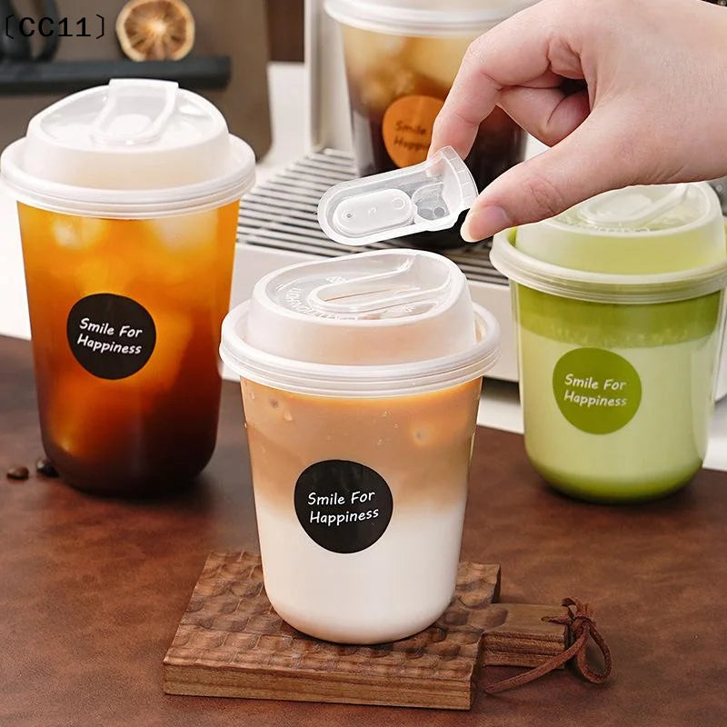 Transparent Coffee Cups Lids U-shaped Disposable Drink Milk Tea Qme