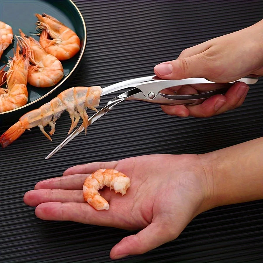 Stainless Steel Shrimp Peeler Tool Quick Prawn Shell Remover Labor-saving Seafood Shelling Tweezers Kitchen Gadget For Shrimp Qme