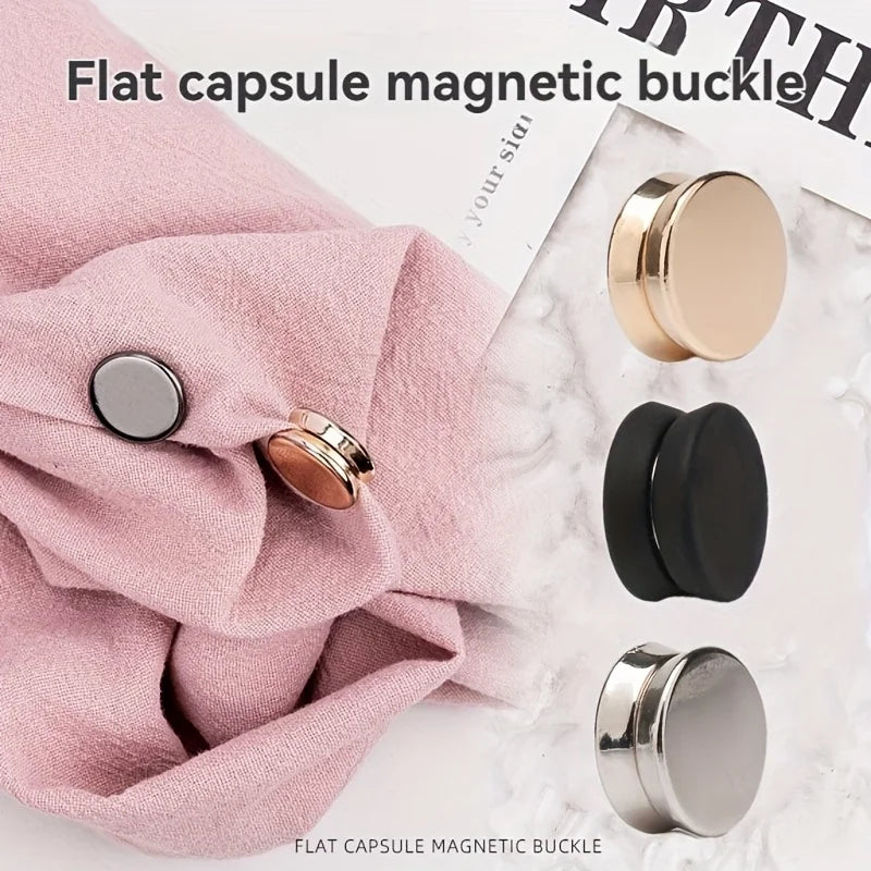 6pcs Fashion Flat Seam Fasteners - Removable Magnetic Snap Buttons, Suitable for Shirts, Collars, Pants, Headscarves - Decorativ Qme