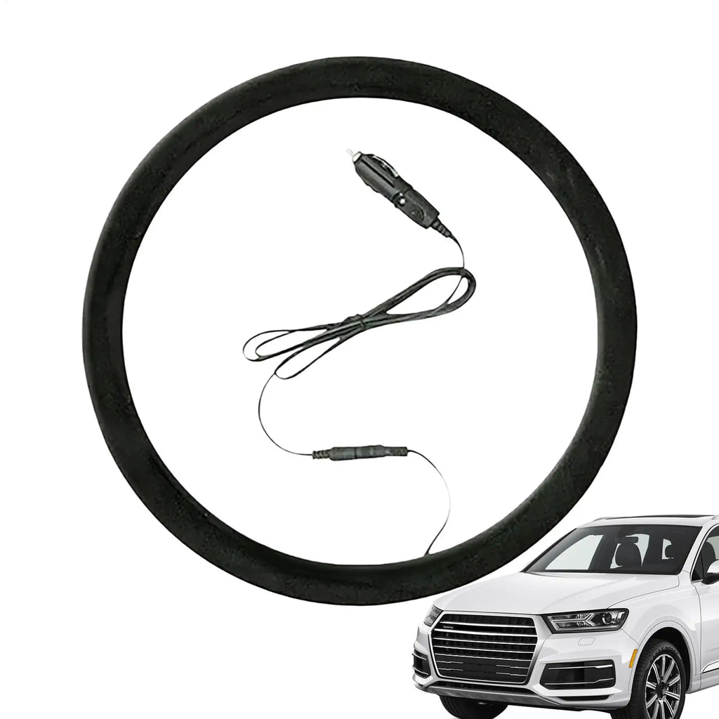 12V Universal Car Steering Wheel Heater Cover Quick Warm in 3 Mins Anti-Slip Heated Cover for Winter for Driving Comfort Qme