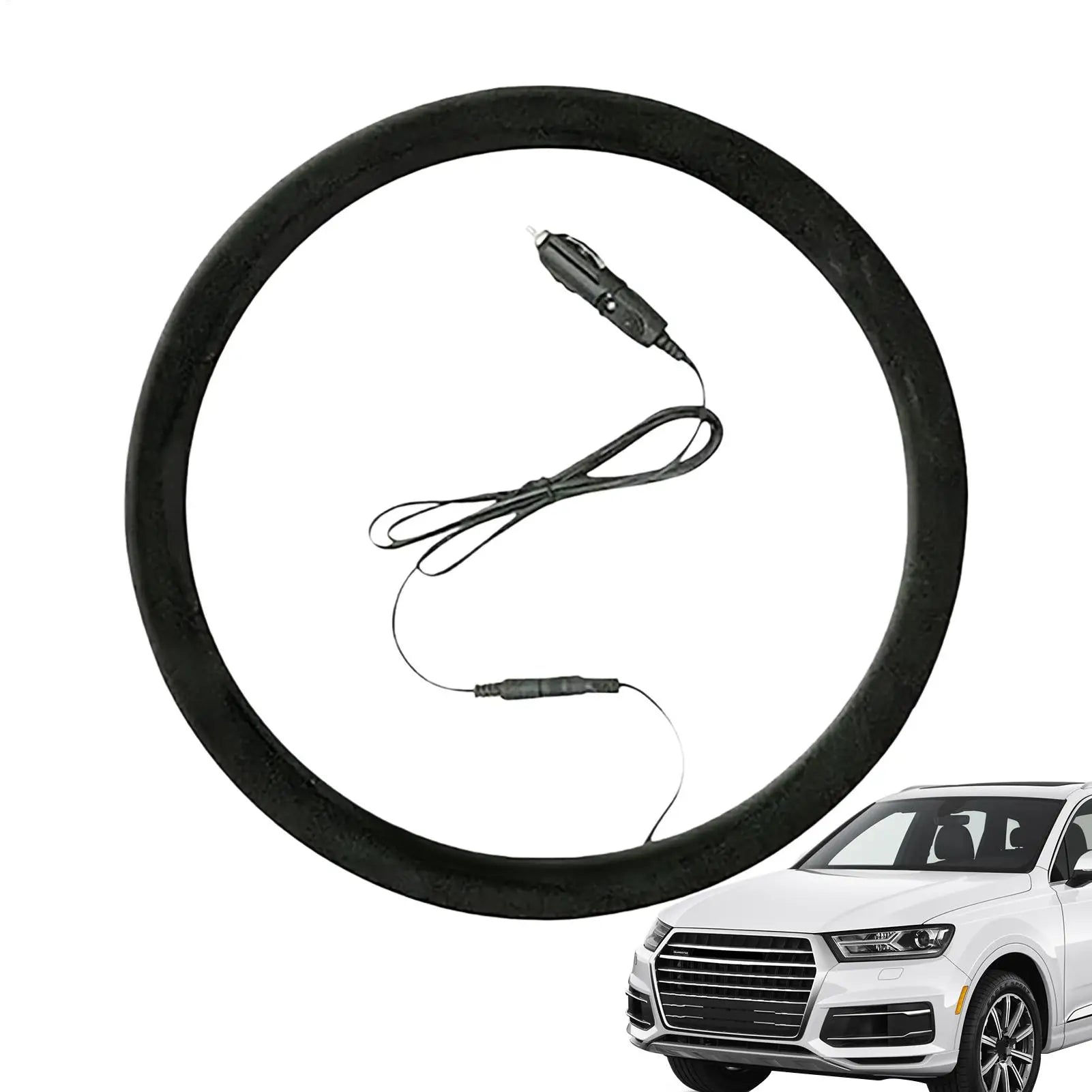 12V Universal Car Steering Wheel Heater Cover Quick Warm in 3 Mins Anti-Slip Heated Cover for Winter for Driving Comfort Qme
