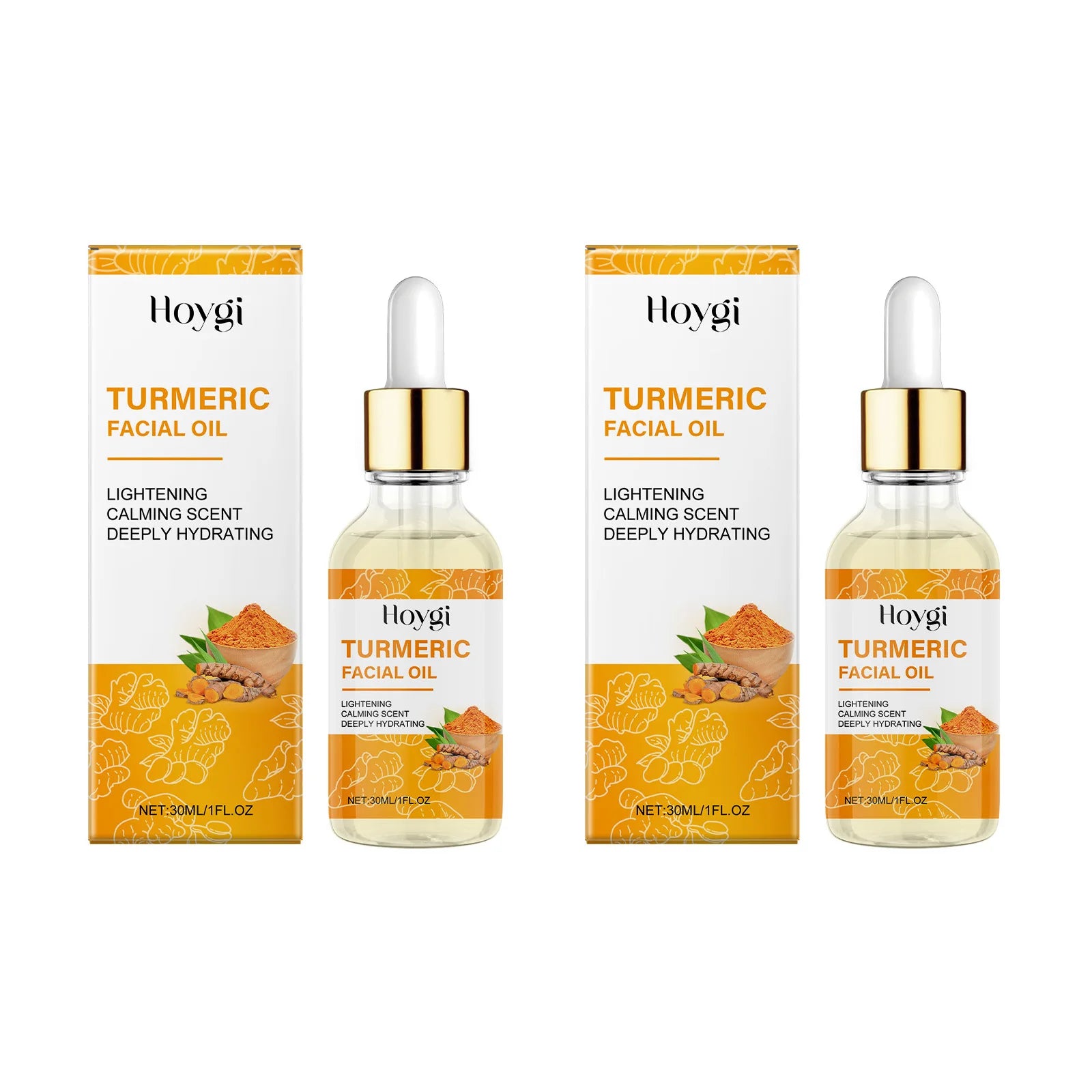 Turmeric Facial Essence Oil Nourishing Brightening Fade Dark Spot Skin Care Smoothing Firming Glowing Complexion Moisturizing Qme 2 x 30ml Boxed
