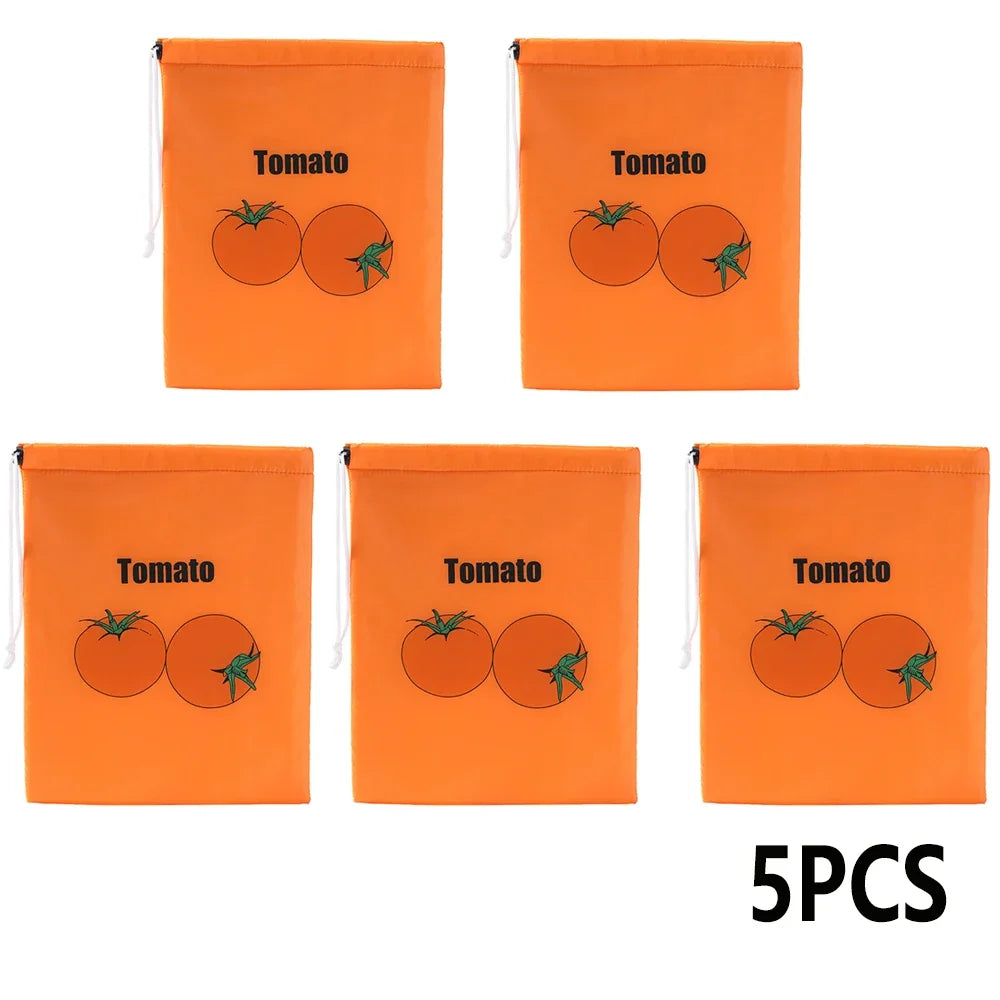 5/3/2/1Pcs Banana Preservation Bag Insulated aluminum film Fruit Vegetable Fresh-keep Pocket Drawstring Food Preservation Bag Qme Orange-5pcs