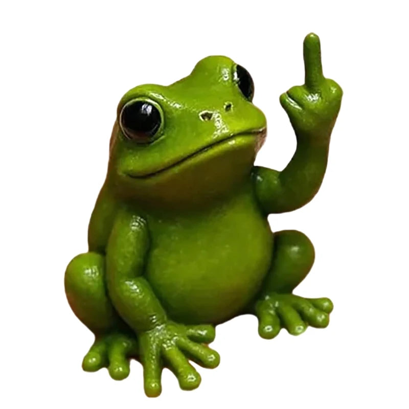 Hilarious Resin Middle Finger Animal Figurine Highland Cattle Frog Qme A6