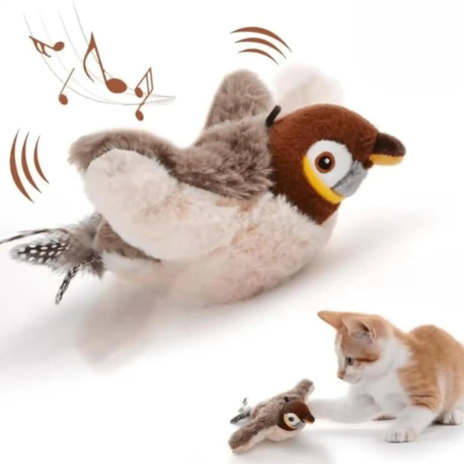 Chirping Bird Cat Toy Cat Toy Simulation Bird Toy Sparrow Flapping Wings Kitten Toys Vivid Chirping Rechargeable Interactive Cat Qme