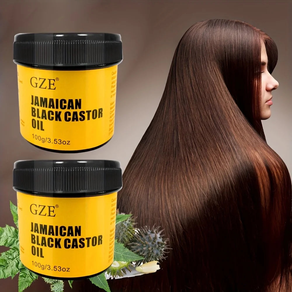 2 Pack GZE JAMAICAN Black Castor Oil - Jamaican Black Castor Oil for Hair Strengthens and Scalp Care Qme