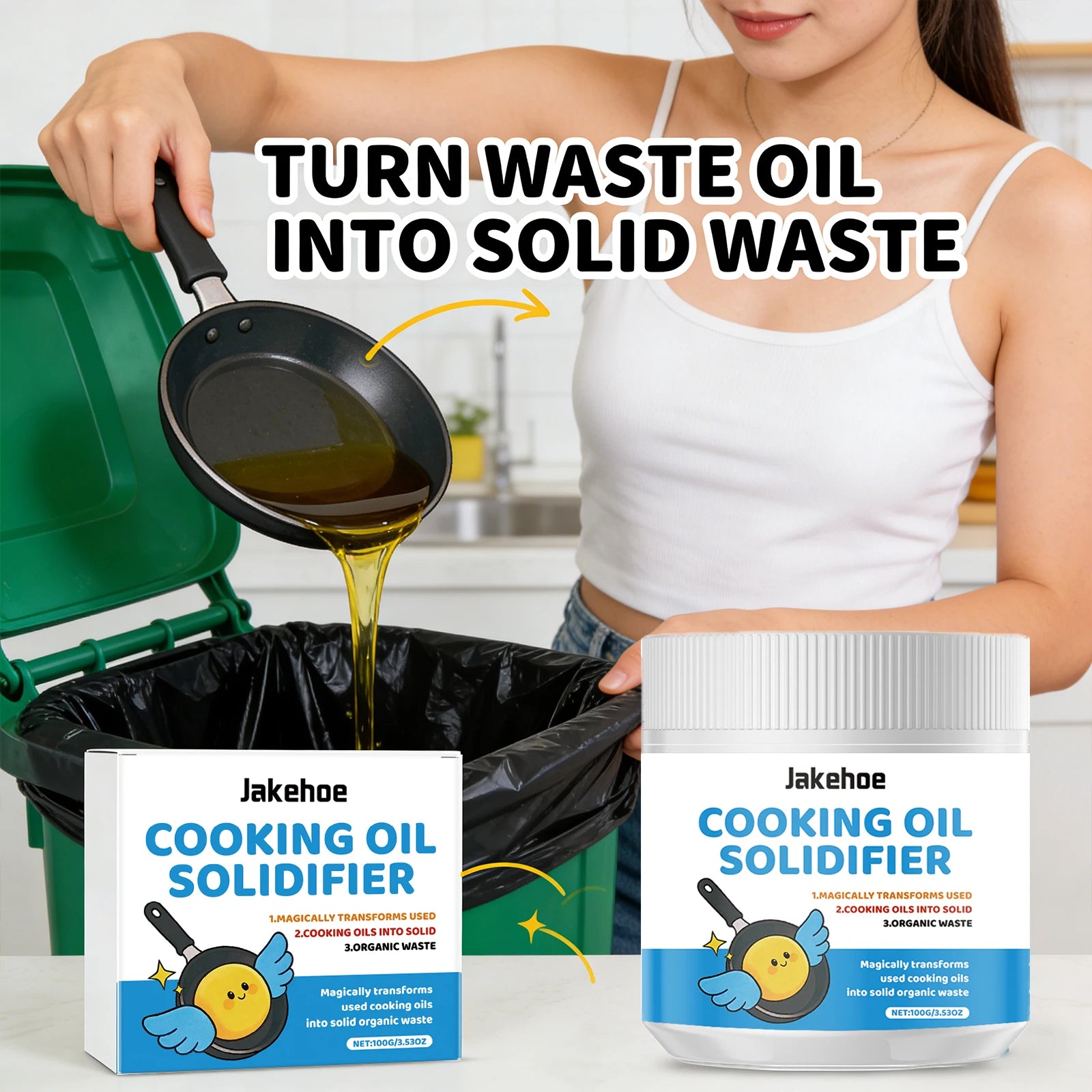 Waste Oil Coagulant Easily Solidify Kitchen Waste Oil Non-irritating Environmentally Friendly Kitchen Waste Oil Treatment Agent Qme