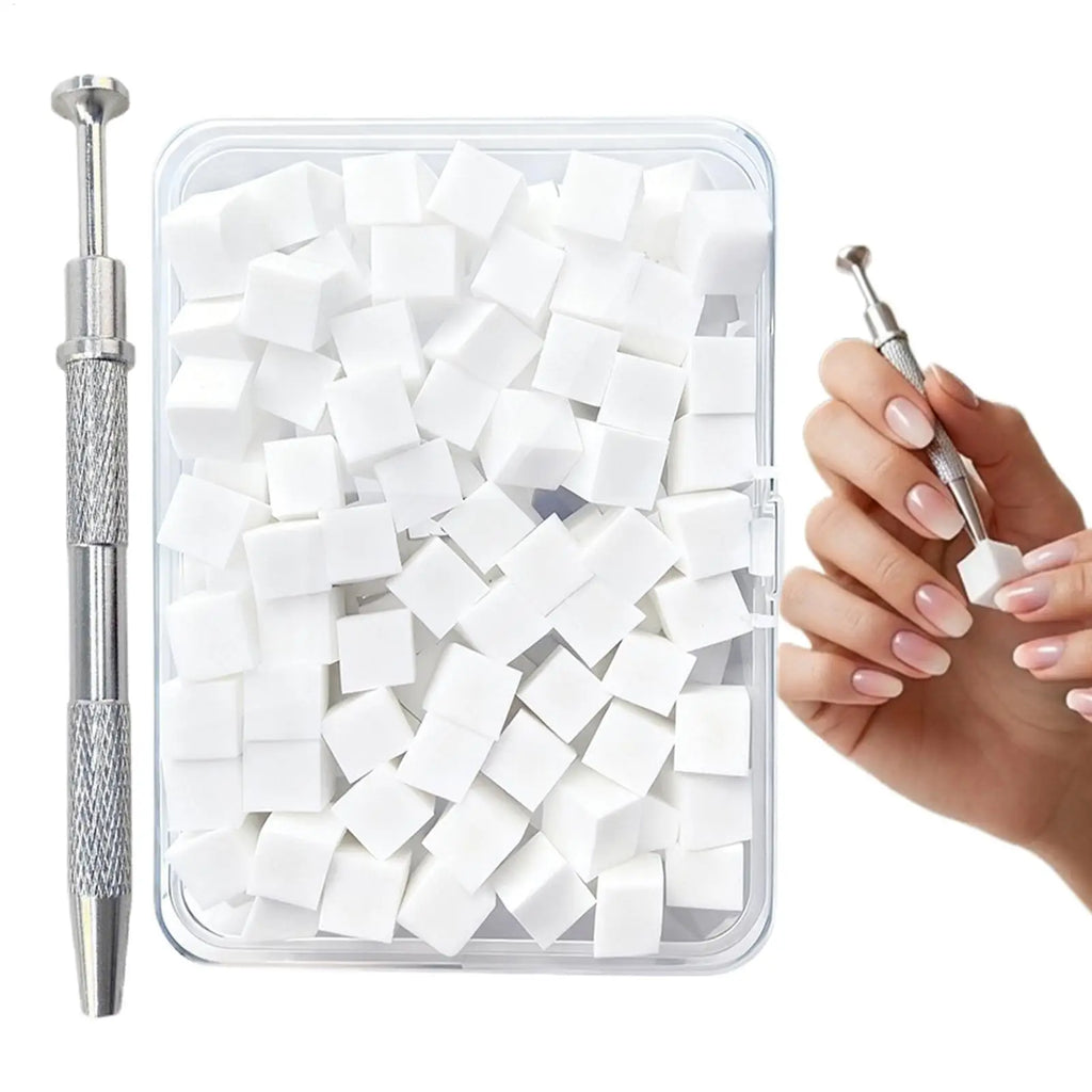 Nail Sponges 100 Pieces Soft Square Professional Beauty Tools with Grabbing Pen Small Nail Sponge for Foot Spa Grooming Party Qme