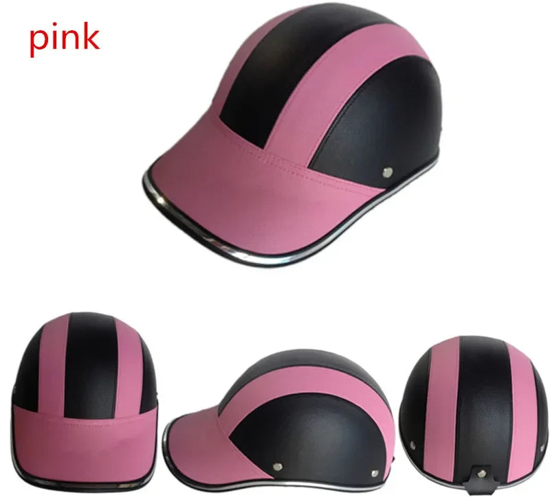 ESCAM Safety Helmet Motorcycle Helmet Half Helmet Summer Electric Car Men Women Personality Baseball Helmet Protection Qme Pink