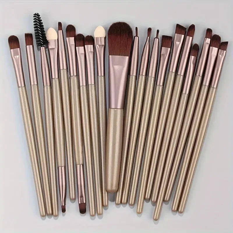 Makeup Brushes Set 20pcs Eyeshadow Eyeliner Brushes Foundation Concealers Powder Blush Blending Beauty Tool with Makeup Kit Qme coffee
