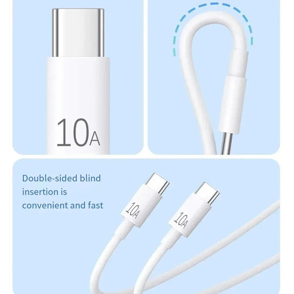 120W 10A Dual USB-C To Type C Fast Charging Cable Data Transmission Line For iPhone Samsung Huawei 0.25/1/1.5/2/3m Quick Cable Qme