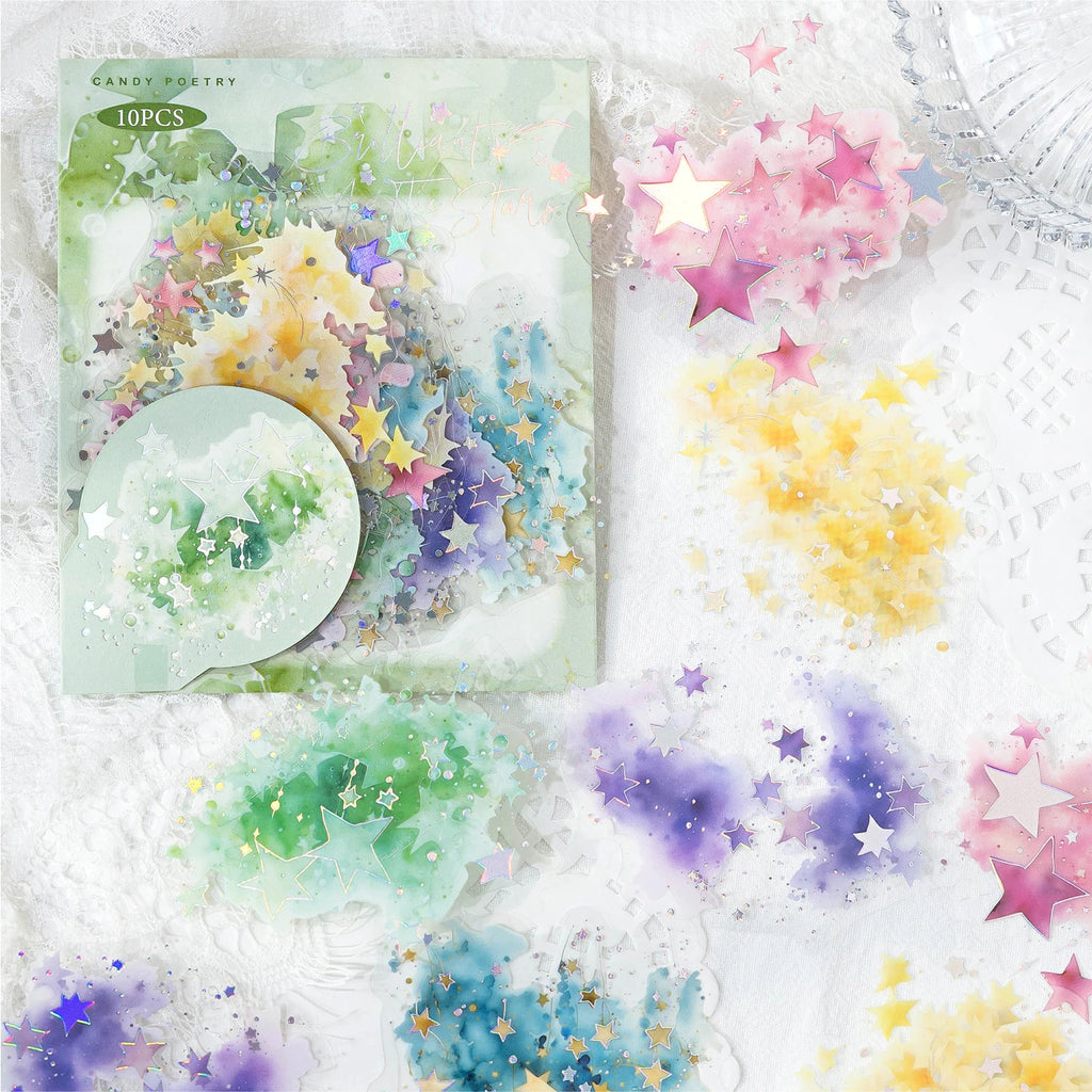 Watercolor spatter Sticker Pack Journaling School Accessories DIY Decorative Scrapbook Color Label Sticker Aesthetic Stationery Qme